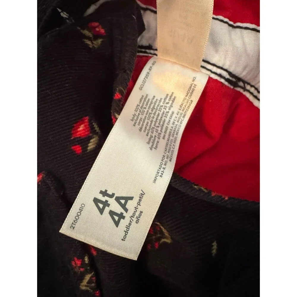 Black and Red Floral OshKosh B’gosh Corduroy Coverall Size 4T
